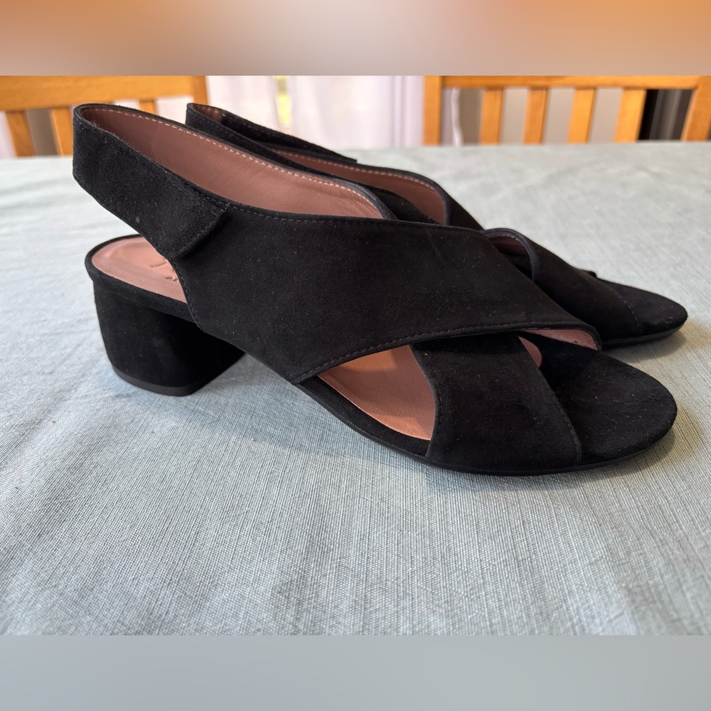 NEW Homers Artisan Black Suede Sandals Slingback size 39 8 US NWT